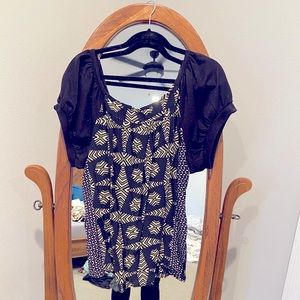 Black and green printed blouse